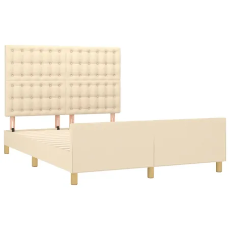 Cadre de lit sans matelas crème 140x200 cm tissu