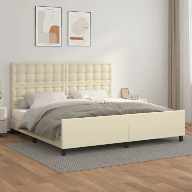Cadre de lit sans matelas crème 200x200 cm similicuir