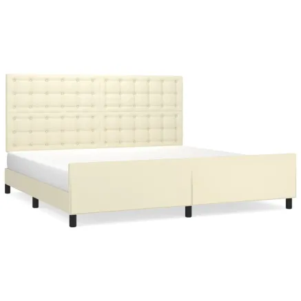 Cadre de lit sans matelas crème 200x200 cm similicuir 2