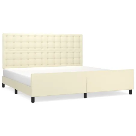 Cadre de lit sans matelas crème 200x200 cm similicuir