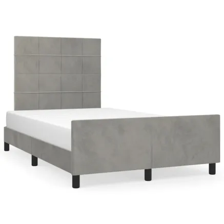 Cadre de lit sans matelas gris clair 120x200 cm velours 2