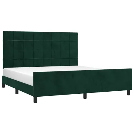 Cadre de lit sans matelas vert foncé velours