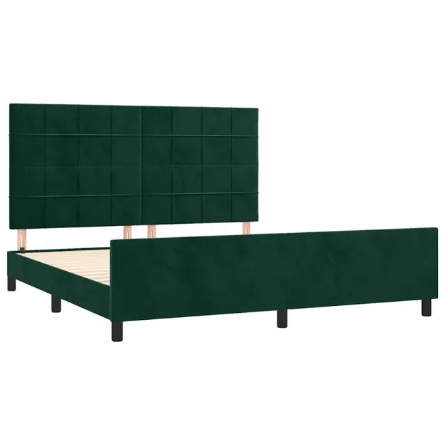 Cadre de lit sans matelas vert foncé velours