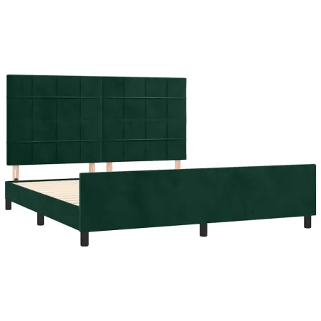 Cadre de lit sans matelas vert foncé velours