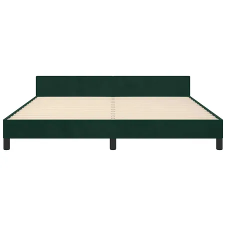 Cadre de lit sans matelas vert foncé velours