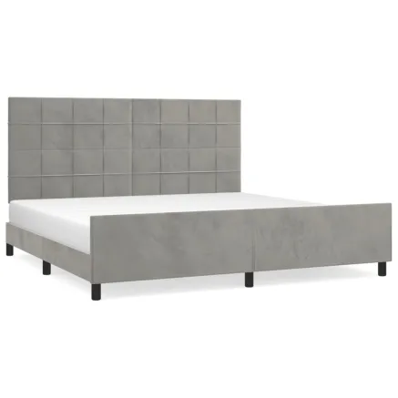 Cadre de lit sans matelas gris clair 200x200 cm velours 2