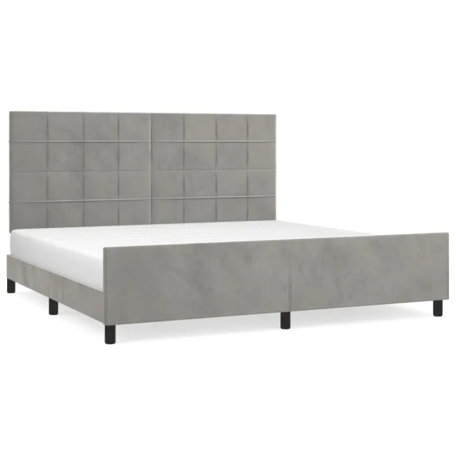 Cadre de lit sans matelas gris clair 200x200 cm velours