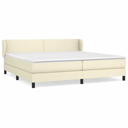 Sommier à lattes de lit avec matelas Crème 200x200cm Similicuir 2