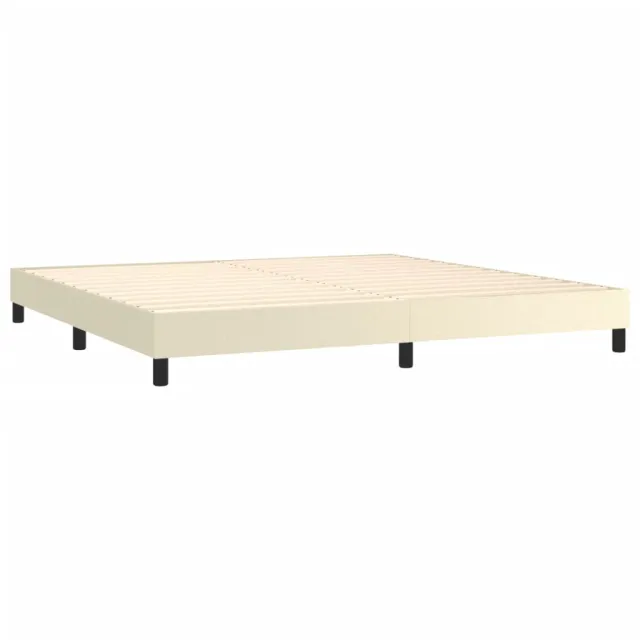 Sommier à lattes de lit avec matelas Crème 200x200cm Similicuir