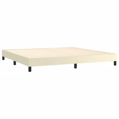 Sommier à lattes de lit avec matelas Crème 200x200cm Similicuir