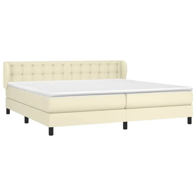 Sommier à lattes de lit avec matelas Crème 200x200cm Similicuir