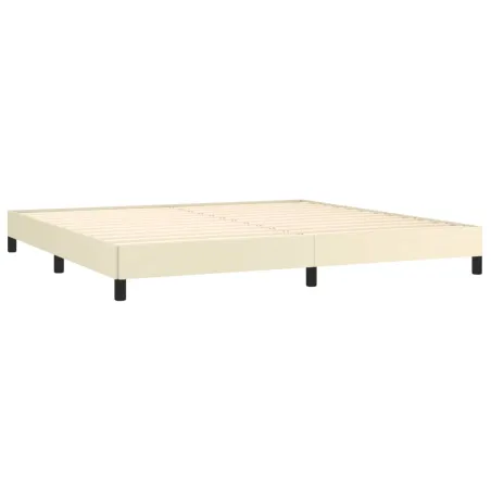 Sommier à lattes de lit avec matelas Crème 200x200cm Similicuir