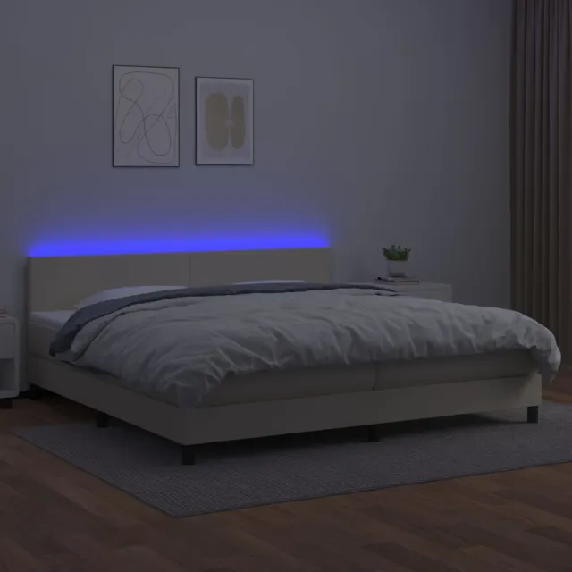 Sommier à lattes de lit avec matelas et LED Crème 200x200 cm