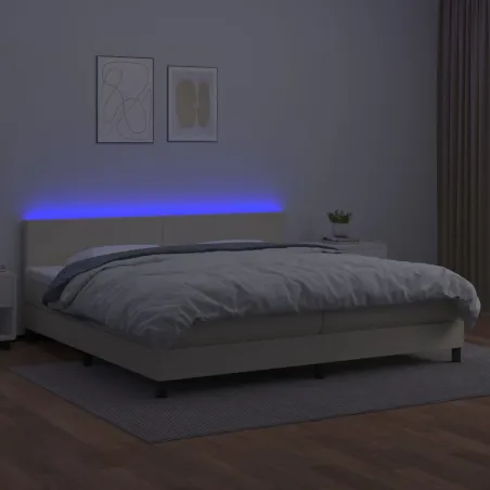 Sommier à lattes de lit avec matelas et LED Crème 200x200 cm