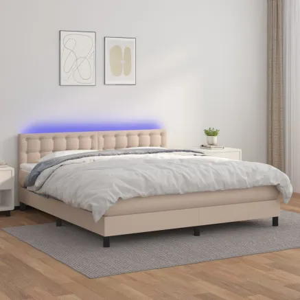 Sommier à lattes de lit avec matelas LED Cappuccino 160x200 cm