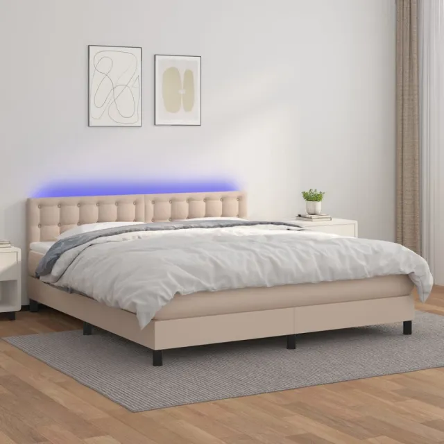 Sommier à lattes de lit avec matelas LED Cappuccino 160x200 cm