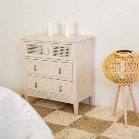 Cassettiera Alexandra House Living Grigio Rosa Rattan Legno di abete L