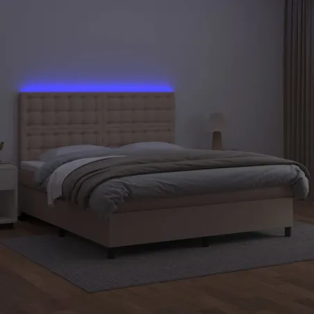 Sommier à lattes de lit avec matelas LED Cappuccino 160x200 cm