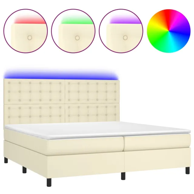 Sommier à lattes de lit avec matelas et LED Crème 200x200 cm
