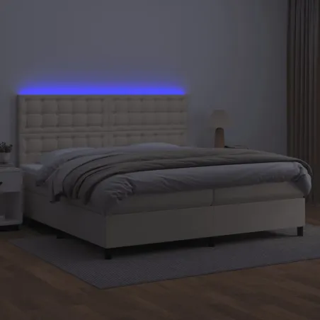 Sommier à lattes de lit avec matelas et LED Crème 200x200 cm