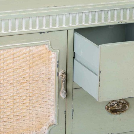 Aparador Alexandra House Living Verde Ratán Madera de abeto 82 x 36 x