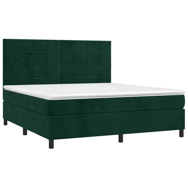 Sommier à lattes de lit matelas et LED Vert foncé 180x200 cm
