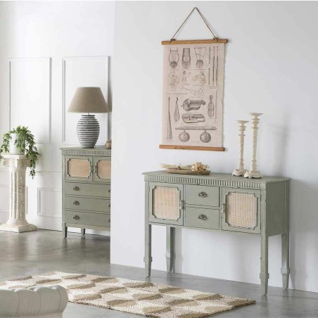 Aparador Alexandra House Living Verde Ratán Madera de abeto 82 x 36 x