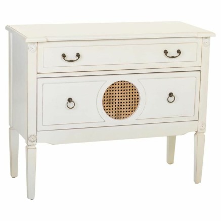 Cassettiera Alexandra House Living Bianco Rattan Legno di abete Legno