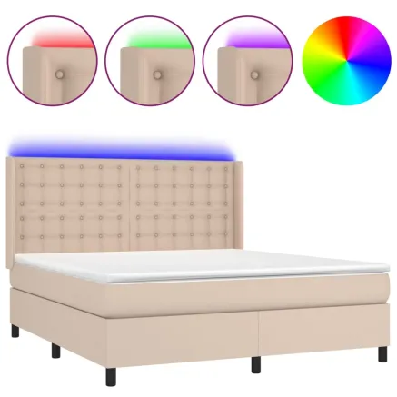 Sommier à lattes de lit matelas LED Cappuccino 160x200 cm 2