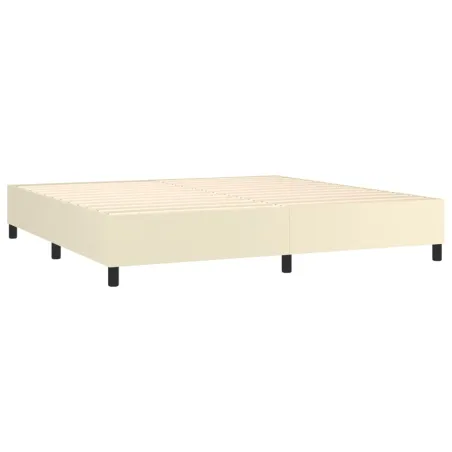 Sommier à lattes de lit matelas LED Crème 200x200 cm Similicuir