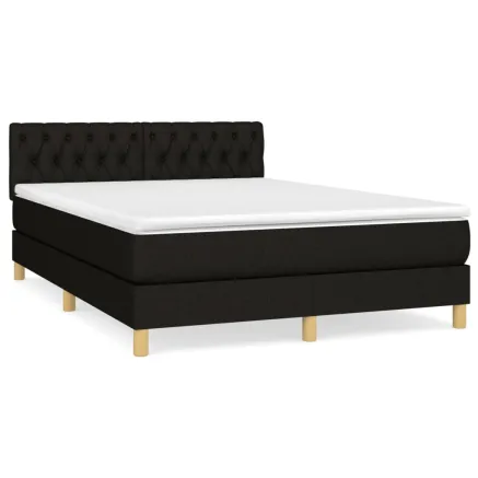 Sommier à lattes de lit avec matelas Noir 140x190 cm Tissu 2