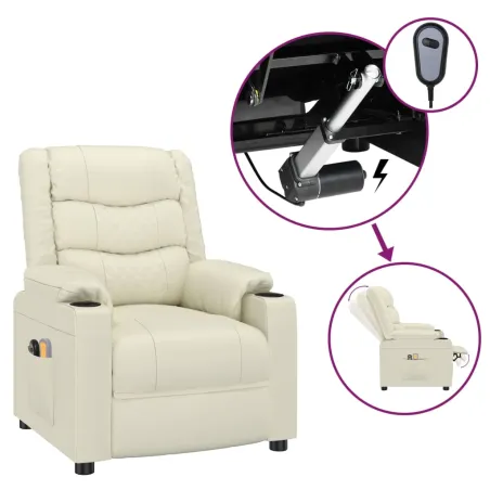 Fauteuil de massage électrique Crème Similicuir