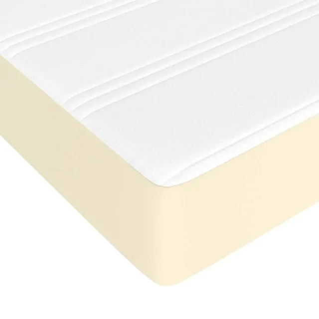 Sommier à lattes de lit avec matelas Crème 200x200cm Similicuir