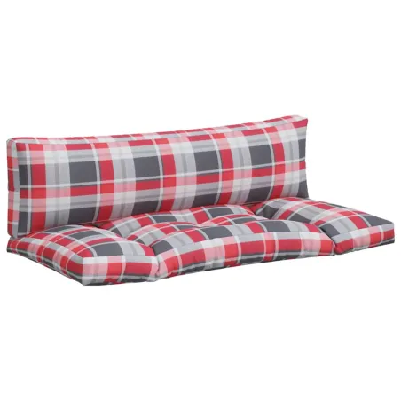 Coussins de palette lot de 2 motif à carreaux rouge tissu