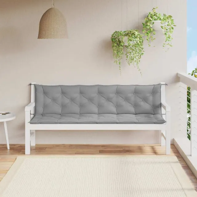 Coussin de banc de jardin gris 200x(50+50)x7 cm tissu oxford