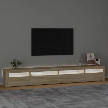 Meuble TV avec lumières LED Chêne sonoma 270x35x40 cm