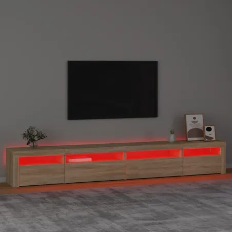 Meuble TV avec lumières LED Chêne sonoma 270x35x40 cm