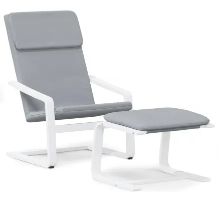 Chaise de relaxation avec repose-pied Gris clair Tissu 2