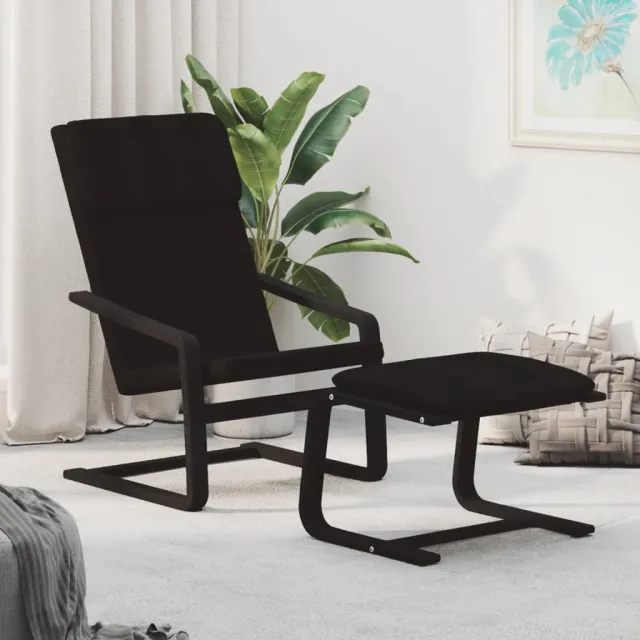Chaise de relaxation avec repose-pied Noir Tissu