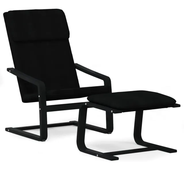 Chaise de relaxation avec repose-pied Noir Tissu