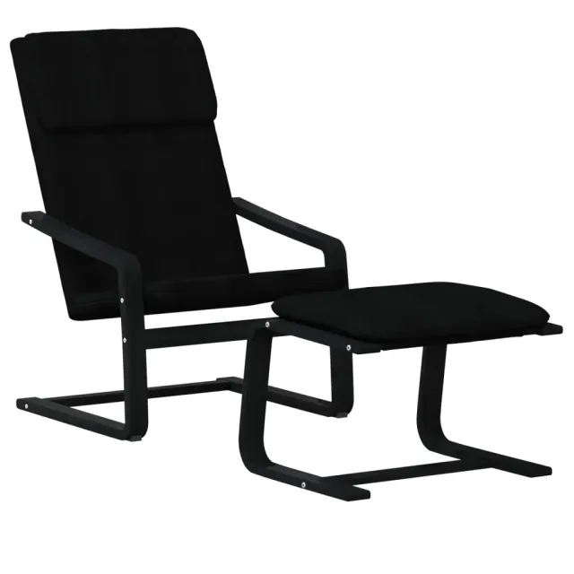 Chaise de relaxation avec repose-pied Noir Tissu