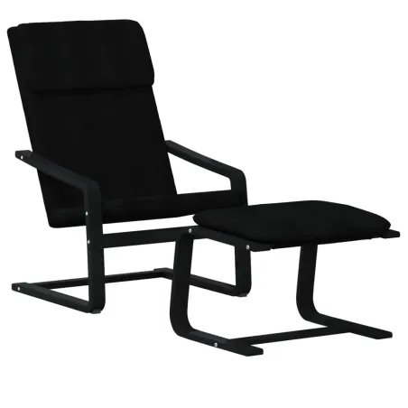 Chaise de relaxation avec repose-pied Noir Tissu