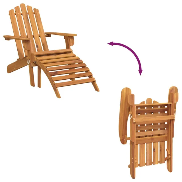 Chaise de jardin Adirondack et repose-pied Bois d'acacia massif