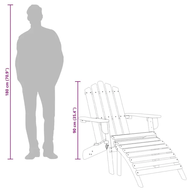 Chaise de jardin Adirondack et repose-pied Bois d'acacia massif