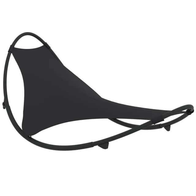 Chaise longue à bascule avec roues Acier et textilène Noir