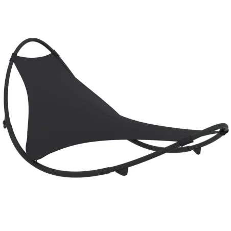 Chaise longue à bascule avec roues Acier et textilène Noir