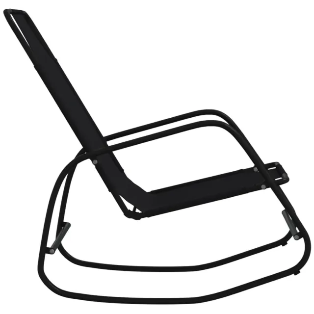 Chaise longue à bascule Noir Acier et textilène