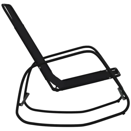 Chaise longue à bascule Noir Acier et textilène