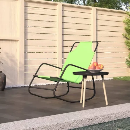 Chaise longue à bascule Vert Acier et textilène
