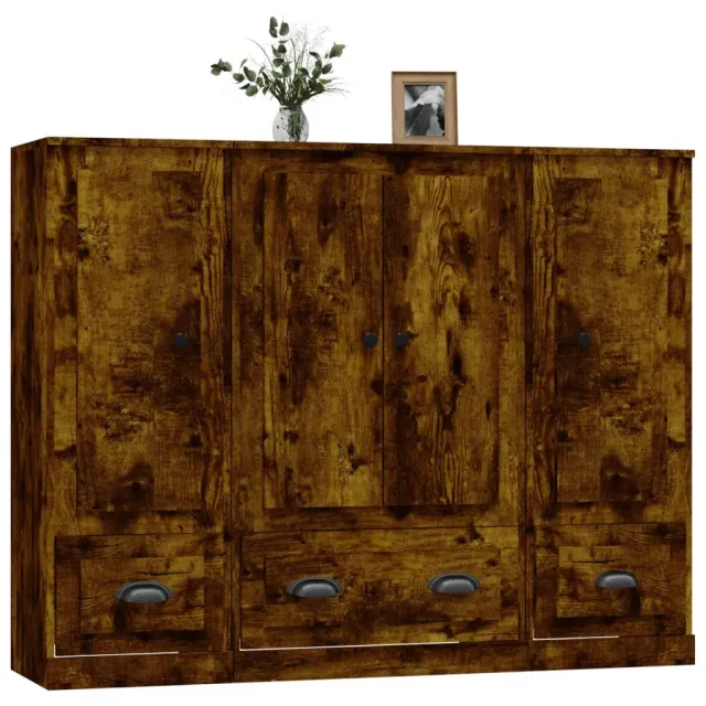 Buffets 3 pcs chêne fumé bois d'ingénierie